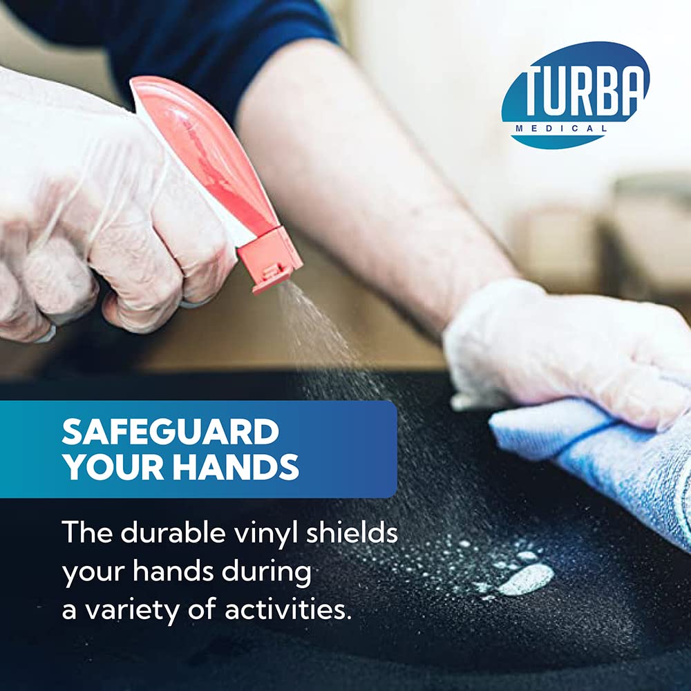 TURBA Clear Latex-Free Disposable Gloves - Single-Use Powder-Free Vinyl Gloves - Non-Latex Gloves for Cooking & Cleaning (1000, Small)