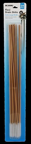 18" Multi-Purpose Flexible Drain Sticks With Extra Large Cleaning Brisle - (24pc Set) Works In Any Drain!