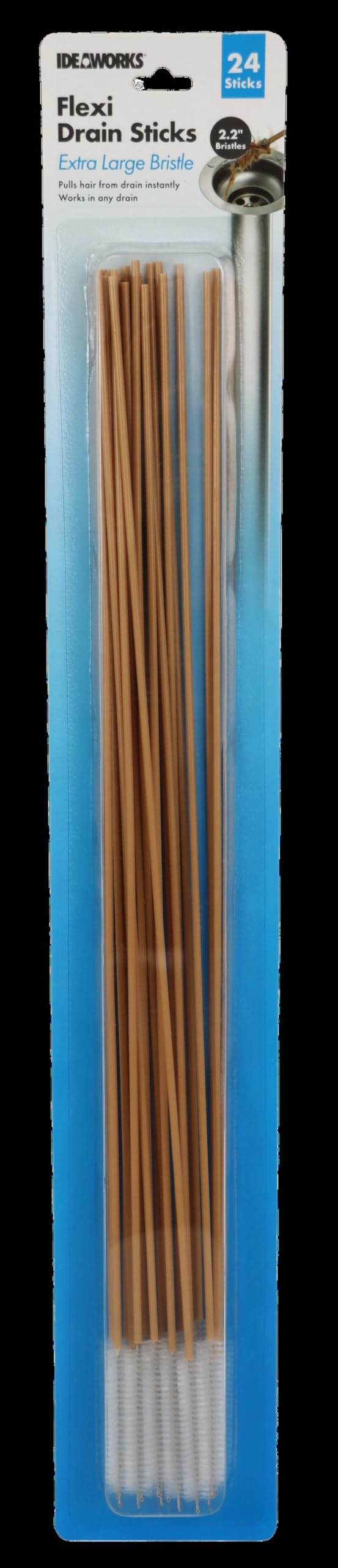 18" Multi-Purpose Flexible Drain Sticks With Extra Large Cleaning Brisle - (24pc Set) Works In Any Drain!