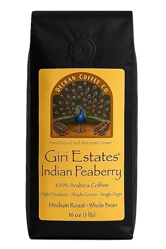Indian Peaberry Whole Bean Coffee - Freshly Roasted Premium Arabica Coffee Beans - Gourmet Coffee from India- Giri Estates(TM)