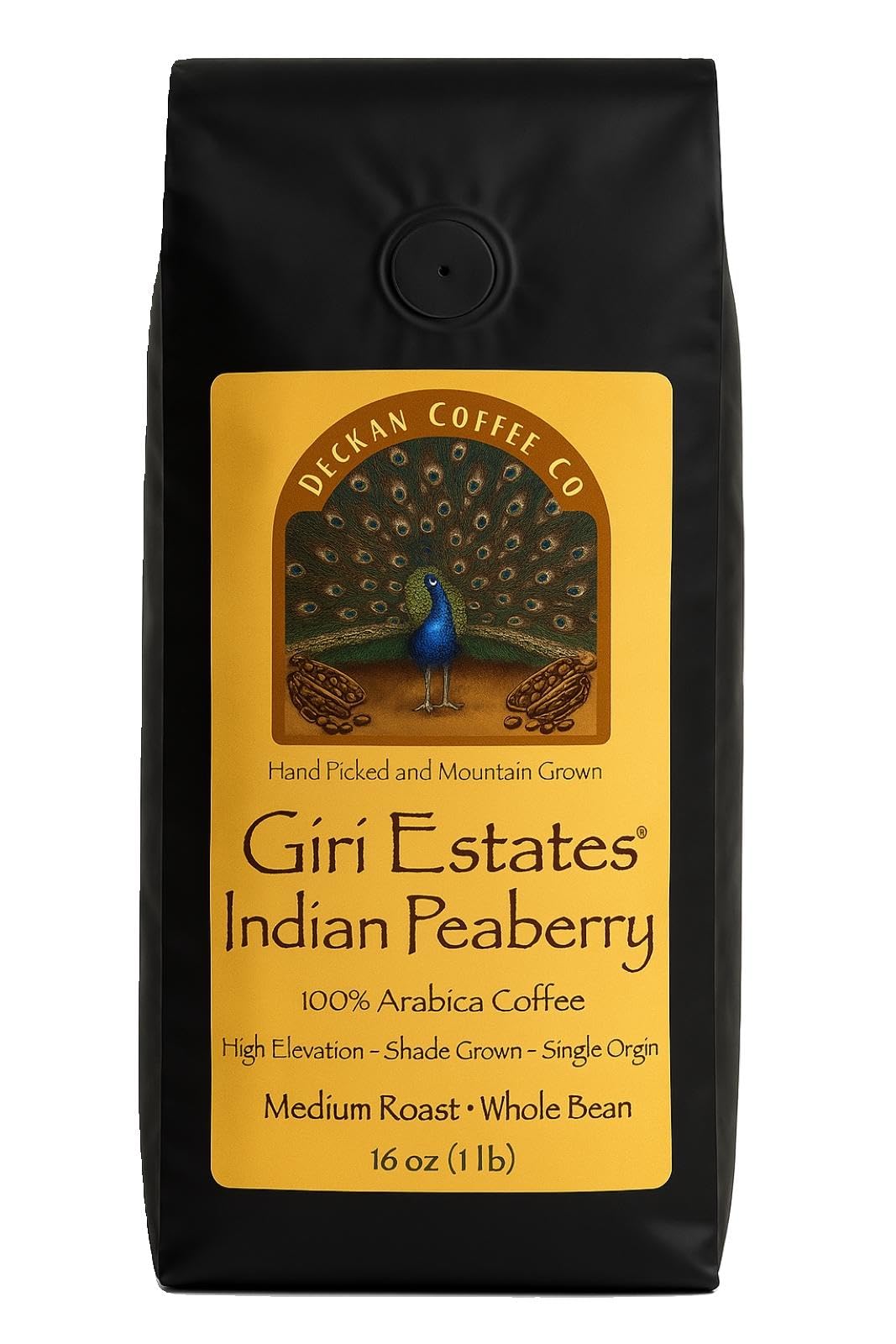 Indian Peaberry Whole Bean Coffee - Freshly Roasted Premium Arabica Coffee Beans - Gourmet Coffee from India- Giri Estates(TM)