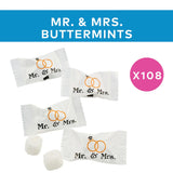 Fun Express Mr. & Mrs. Wedding Buttermints - 108 Individually Wrapped White Butter Mints for Wedding Favors, Bridal Shower & Reception Tables |