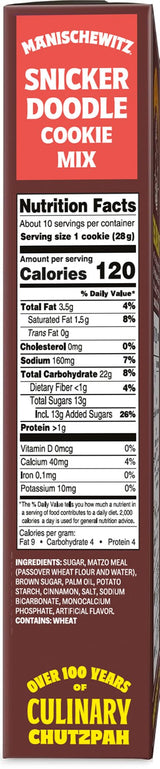 Manischewitz Snickerdoodle Cookie Mix, 10.5 oz (2 Pack) | Kosher for Passover| Dairy-Free Baking Mix | Nut Free | Cinnamon Sugar Flavor | Easy Homemade Cookies