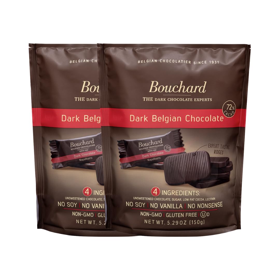 Bouchard Premium Belgian Dark Chocolate with 72% Cacao (5.29 OZ / 150g) (Pack of 4)