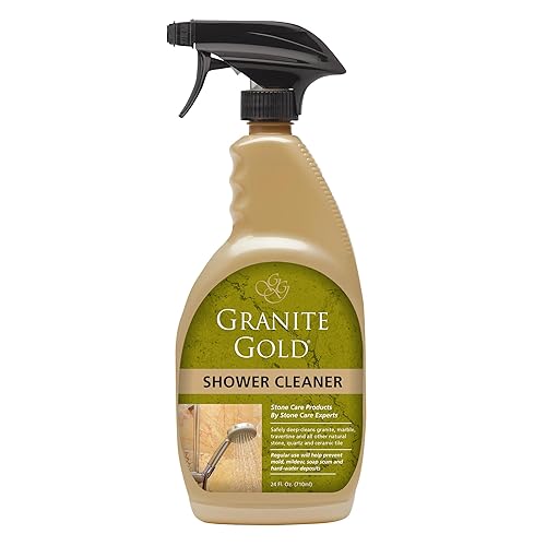 Granite Gold Shower Cleaner Spray for Quartz, Granite, Marble, Ceramic, and Other Stone Tub Surfaces, Made in the USA, 24 Ounces, Gold
