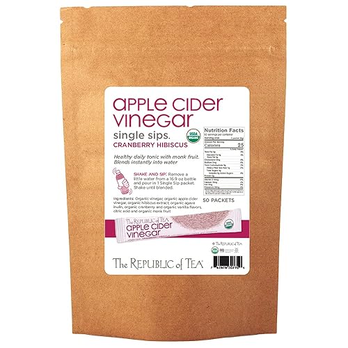 The Republic of Tea Cranberry Hibiscus Apple Cider Single Sips, 50 Single Sips