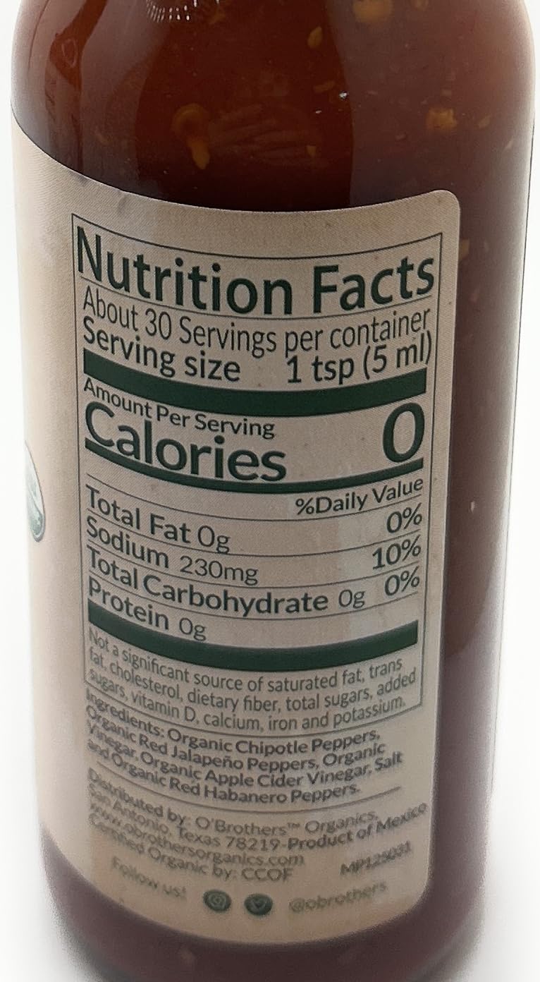 O'Brothers Organic Pepper Sauce 5oz - 2 bottles (Chipotle)