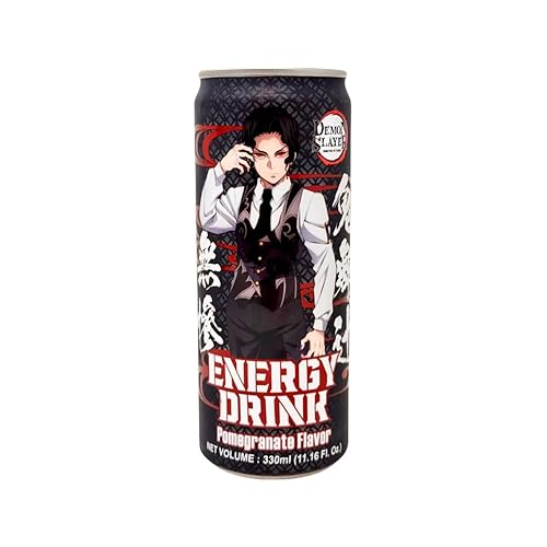 Demon Slayer Pomegranate Energy Drink - 11.16 fl oz (330 ml) Cans - Muzan Collectible Anime Character Drink (6-Pack)