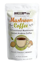 SHROOMTIDE Mushroom Coffee 200g Instant Arabica with 10 Functional Mushrooms - Lion’s Mane, Reishi, Chaga, Cordyceps. Natural Energy, Focus & Immunity