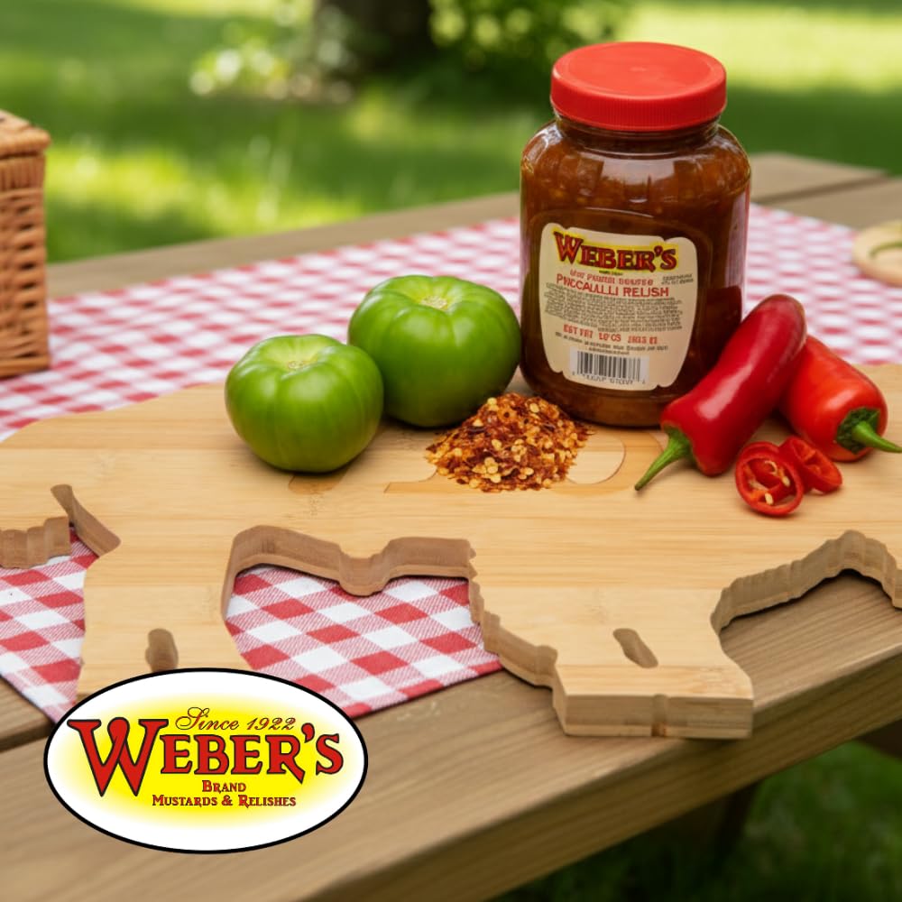 Weber's Hot Green Tomato Piccalilli Relish - Sweet & Spicy Flavor | Vegan, Gluten-Free, 16oz