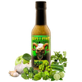 Hellfire Hot Sauce Infierno De Ajo Verde - Garlic Salsa Verde Gourmet Hot Sauce With Green Carolina Reaper Peppers, 5 oz.