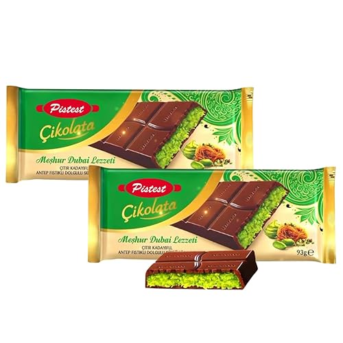 Dubai Chocolate Bar - (Pack of 2) Milk Chocolate With Pistachio - 93g /3.2 oz