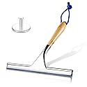 ToiletTree Products All Purpose Bamboo Stainless Steel Squeegee - Rust Proof Deluxe Squeegee with Hanging Hook - Hand Wiper for Shower Doors