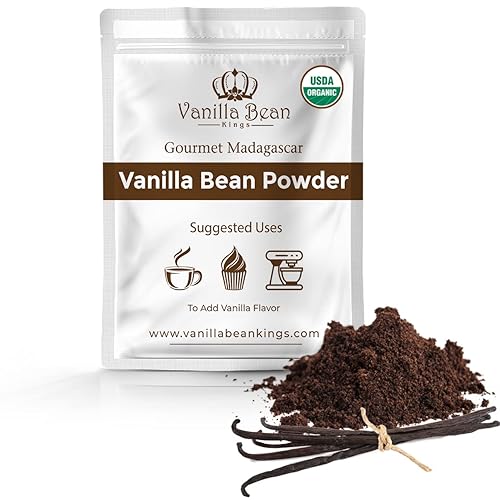 Vanilla Bean Powder - 100% Pure Ground Madagascar Vanilla Powder - For Cooking, Baking, & Additional Flavoring - Add To Coffee, Tea, Yogurt, & Shakes