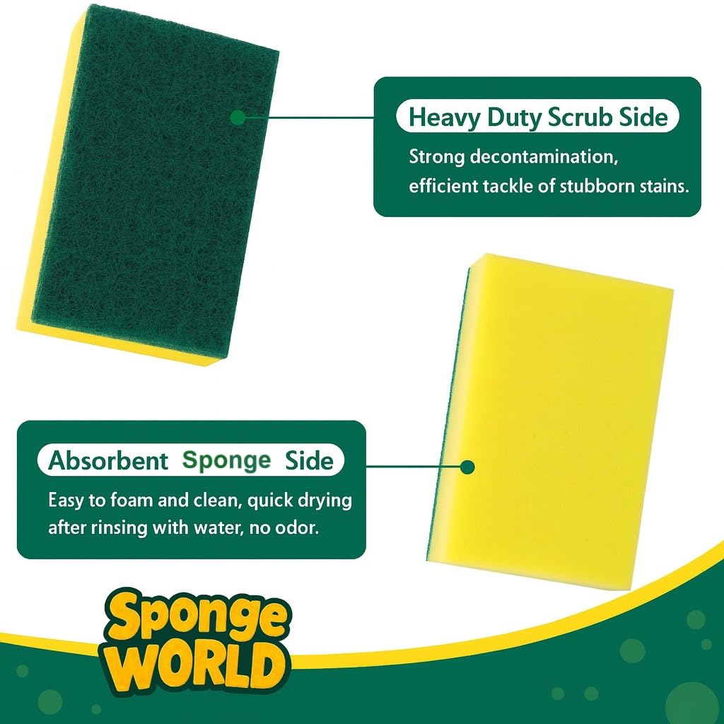 Dish Sponge, Non Scratch Sponges, Heavy Duty Scrub Sponge 24 Pack, Kitchen Scrub Sponges, 2.8x4 inch, Pads for Dishes, for Use Everyday for Tough
