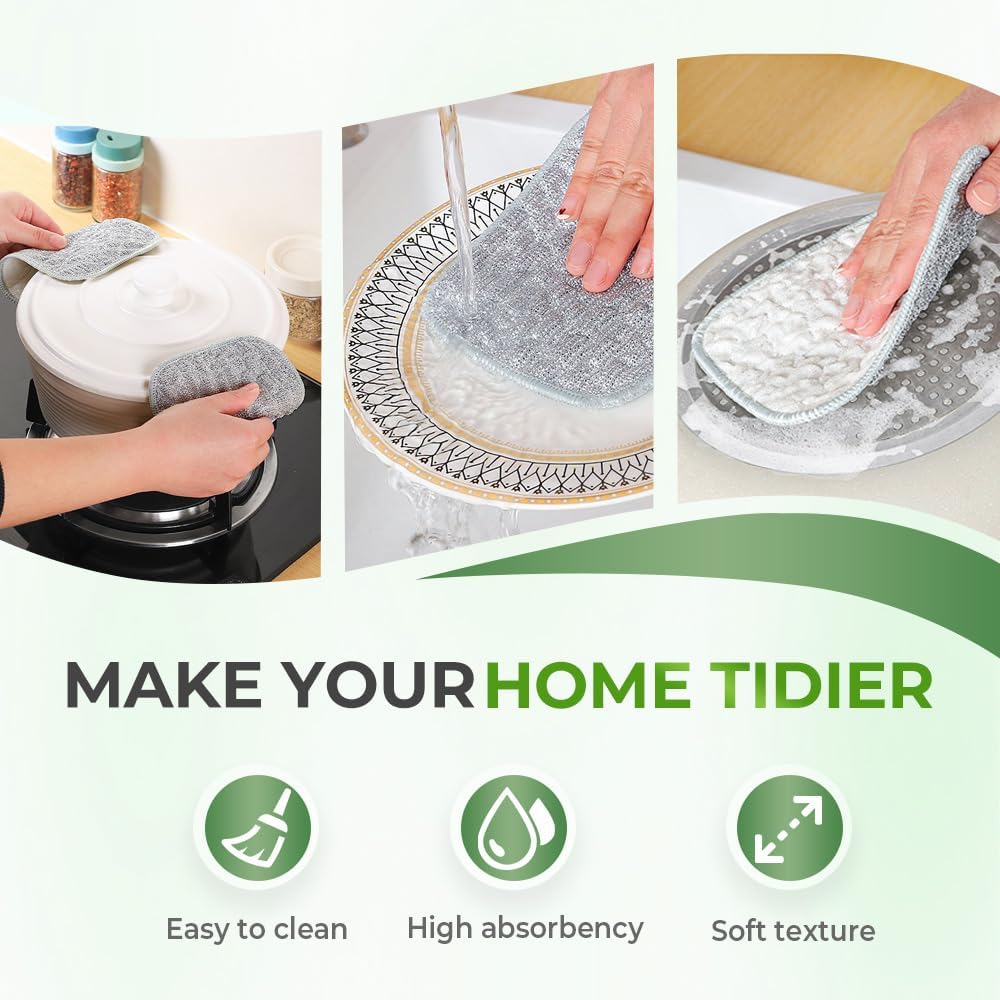 sncsiuw Multipurpose Wire Dishwashing Rags for Wet and Dry, 2026 Reusable Metal Scrubbing Pads Sponge Cloths Towels Clean, Non Scratch Wire Dishcloth
