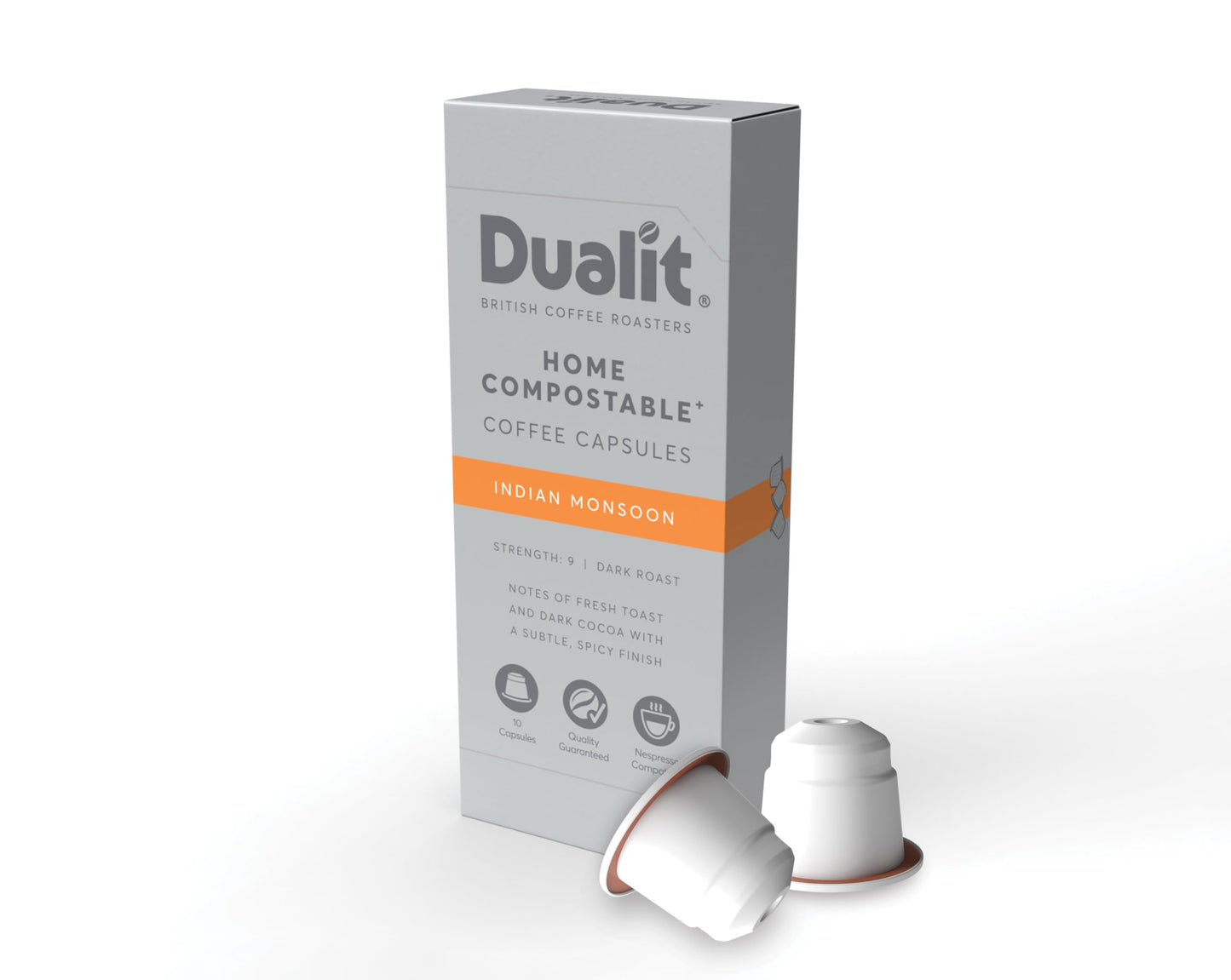 Dualit Indian Monsoon Original Line Compatible* Home Compostable Capsules - 80 pack - 80 Servings of Eco Friendly Single Origin Coffee Pods - 100%