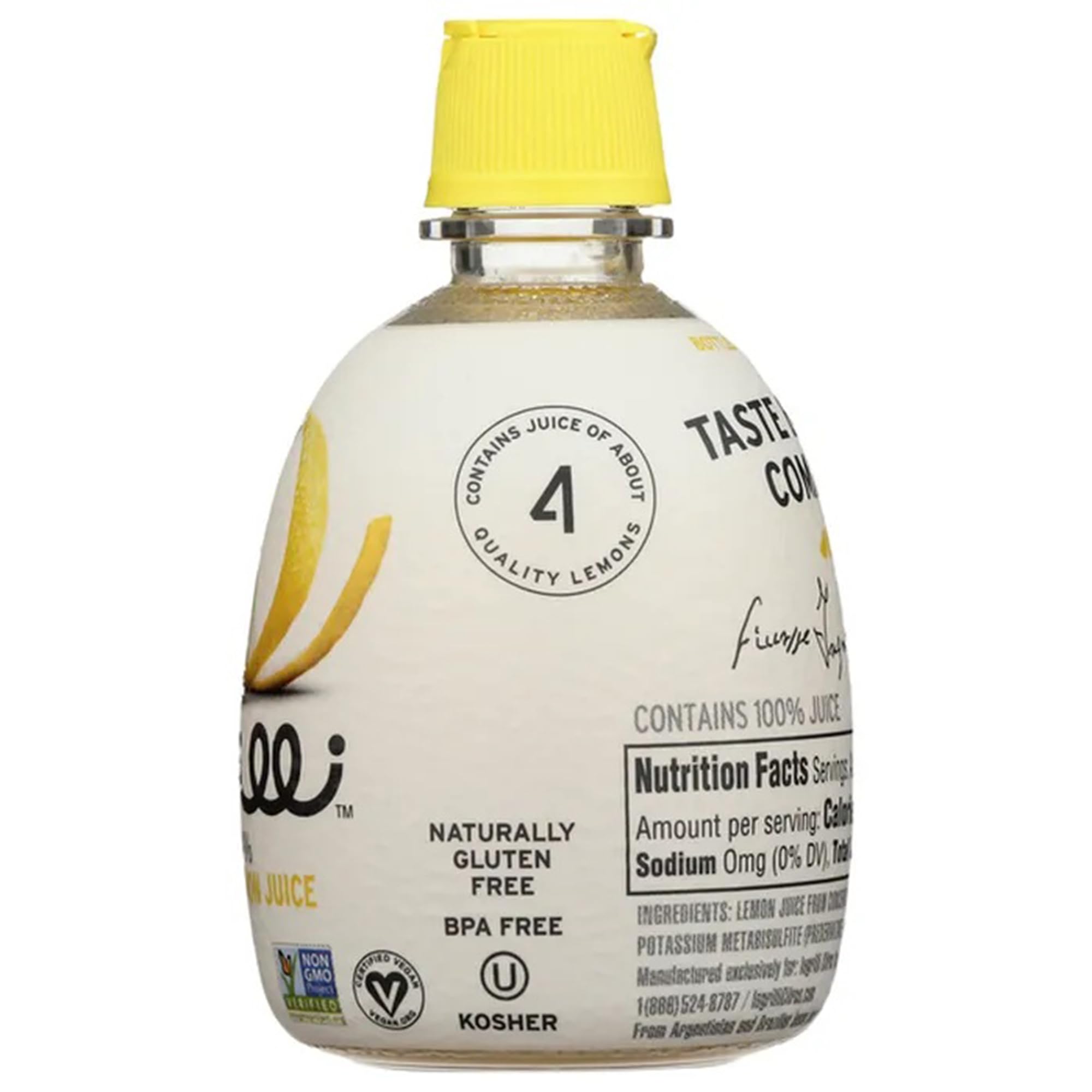 Ingrilli 100% Lemon Juice from Concentrate, 4 Fl Oz Bottle (Pack of 24)