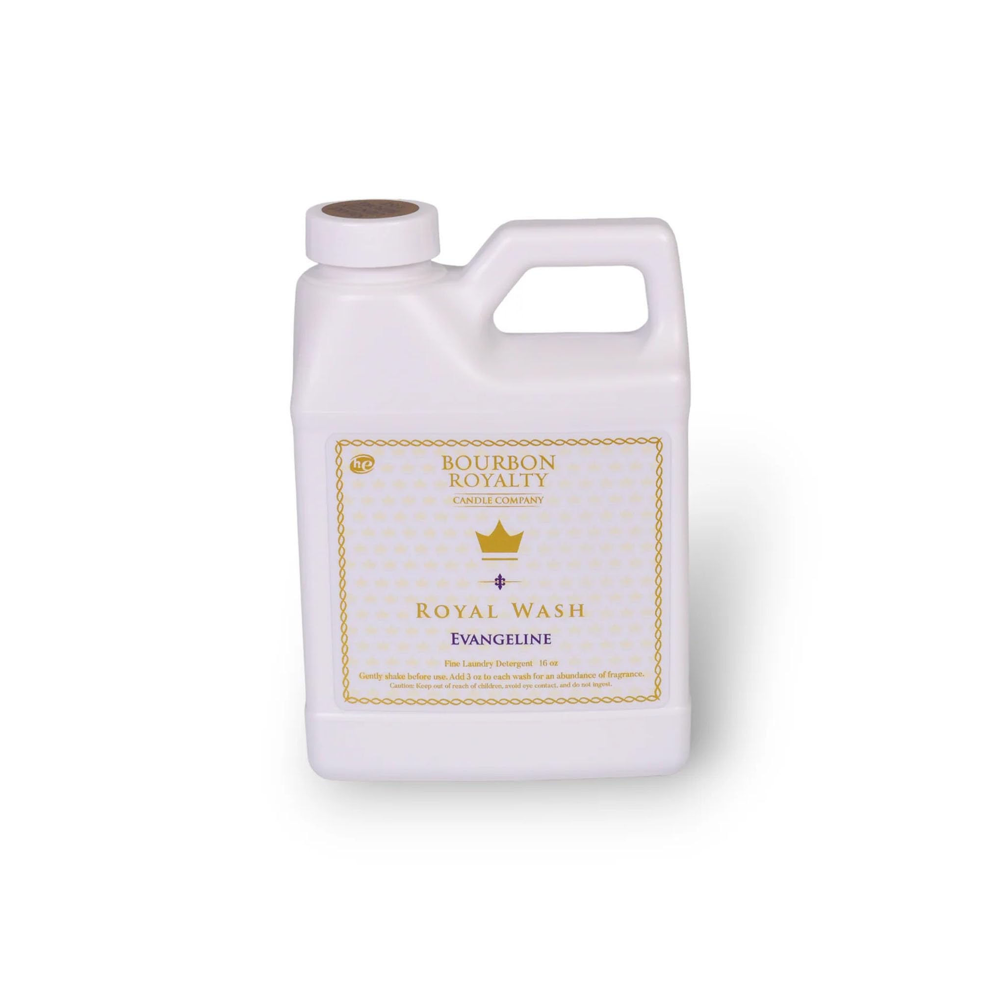 Bourbon Royalty Royal Wash 16 Ounce High Efficiency Scented Fragranced Liquid Laundry Detergent, Evangeline, White