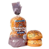 bakerly Brioche Burger Buns With Tuxedo Sesame Seeds Pack of 4, 4-Count, Non-GMO, No Artificial Colors or Flavors (16 Total Brioche Burger Buns)