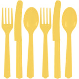 Assorted Sunhine Yellow Plastic Cutlery (Pack of 24) - Elegant, Durable & Disposable Party Supplies for Every Occasion