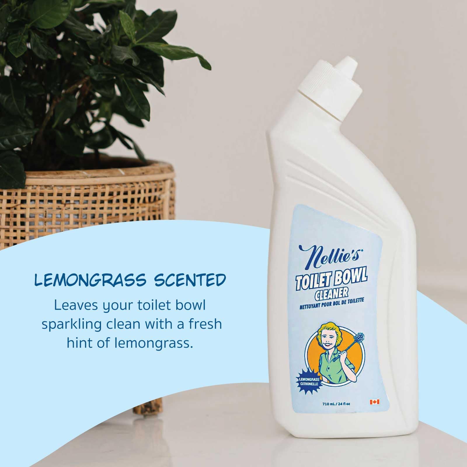 Nellie's Toilet Bowl Cleaner - Gentle Plant-Based Formula - Septic-Safe and Effective Cleaning Solution with Refreshing Lemongrass Scent - Made in