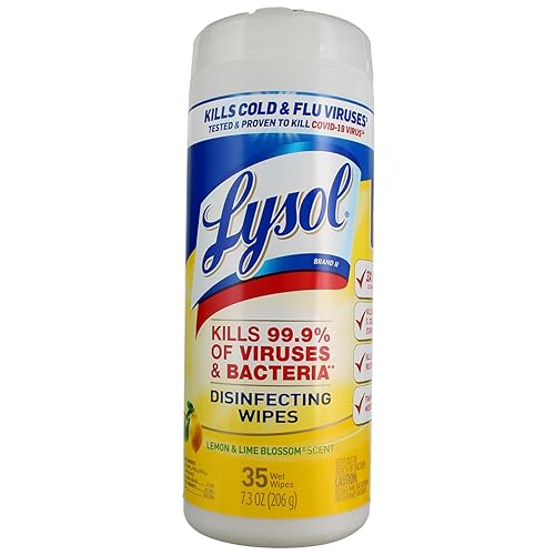 Lysol Disinfecting Wipes, Lemon and Lime Blossom Scent, Kills Viruses and Bacteria, 4 Tubs, 35 Count Each (Total 140 Wipes)