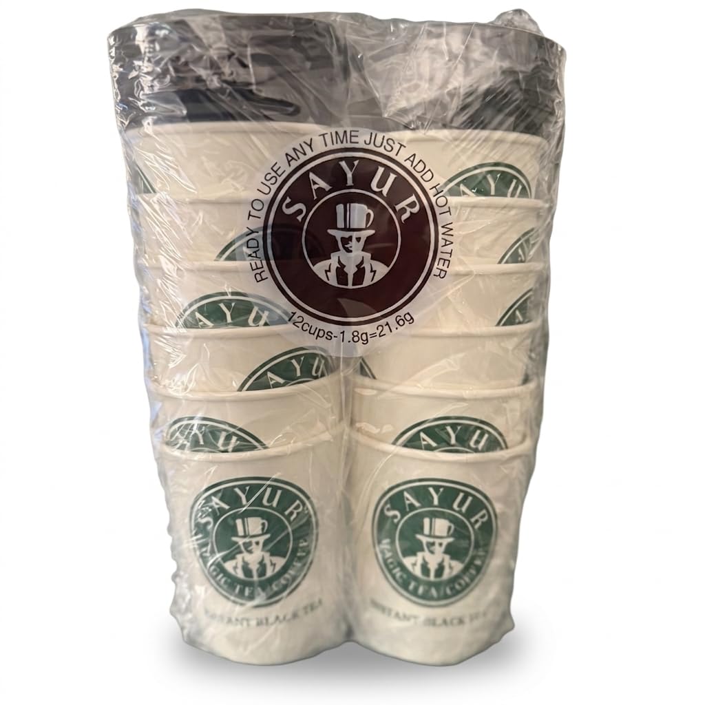 Tea inside the Cups, just add Hot water By SAYUR, 8 Oz, 12 Cups (Earl Grey Black Tea) ready to use
