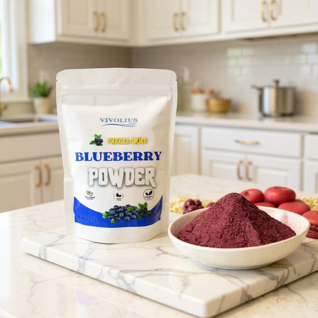 Blueberry Powder 8 oz, Freeze-Dried, Vivolius, No Added Sugar, GMO Free.