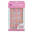 Sentovac 12 Pcs Pink Flowers Icing Decoration Edible Candy Dessert Valentine Sprinkles DIY For Cookie Cake Cupcake Topper Icing Frosting Decoration