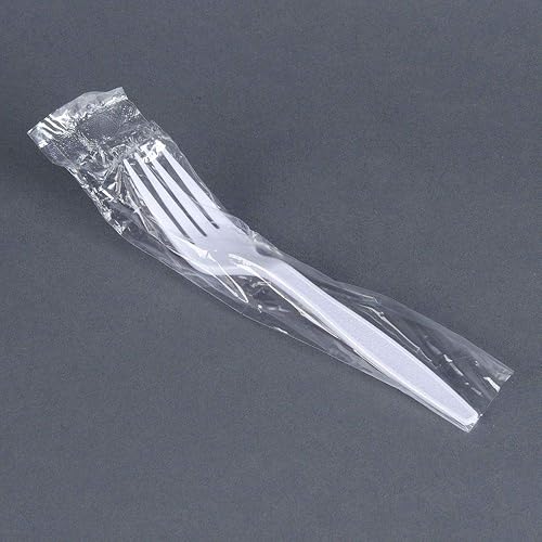 Individually Wrapped Heavy Weight Plastic Fork (1000, White Fork)