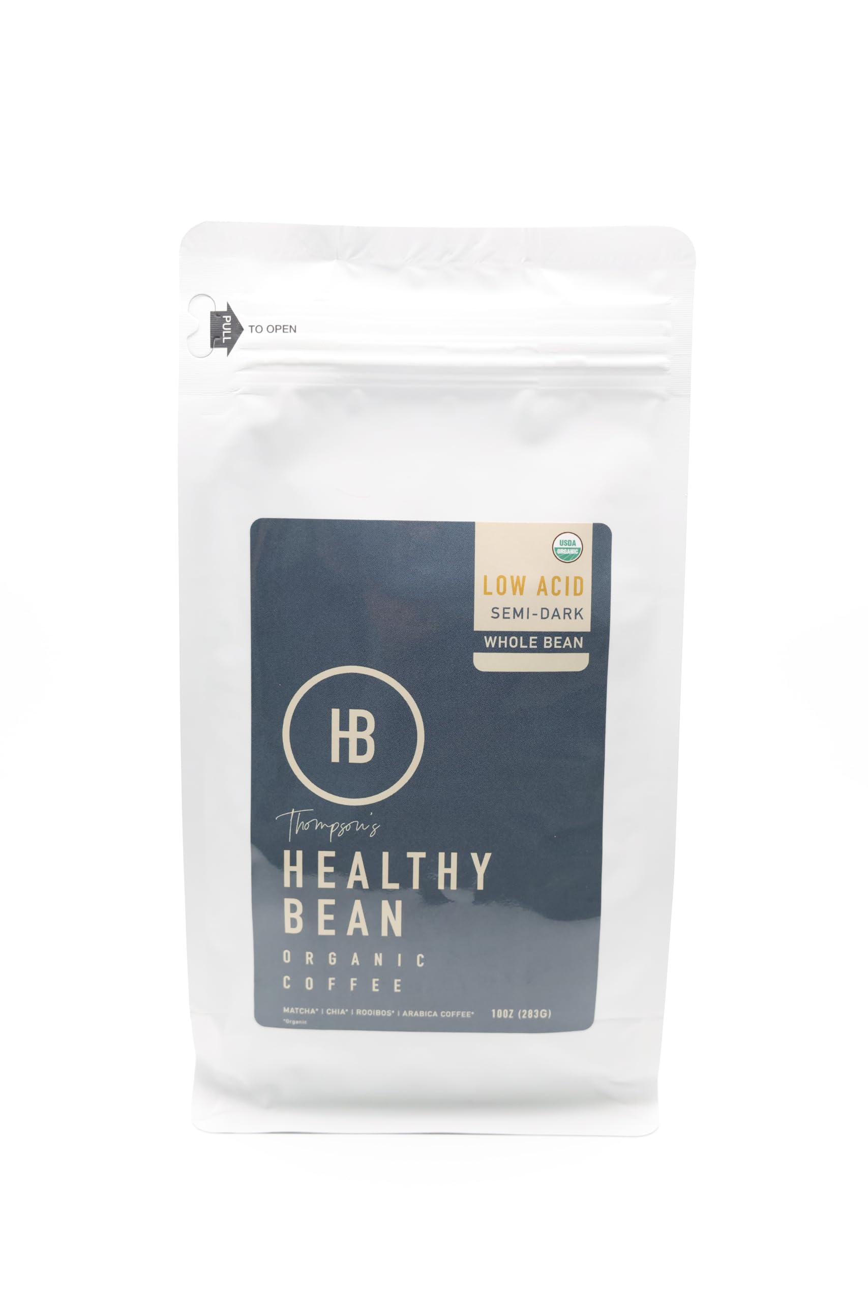 Healthy Bean Organic Low Acid Coffee Beans - USDA Organic Mold-Free, Superfood Infused, Clean and Healthy - Low Acid for Sensitive Stomachs