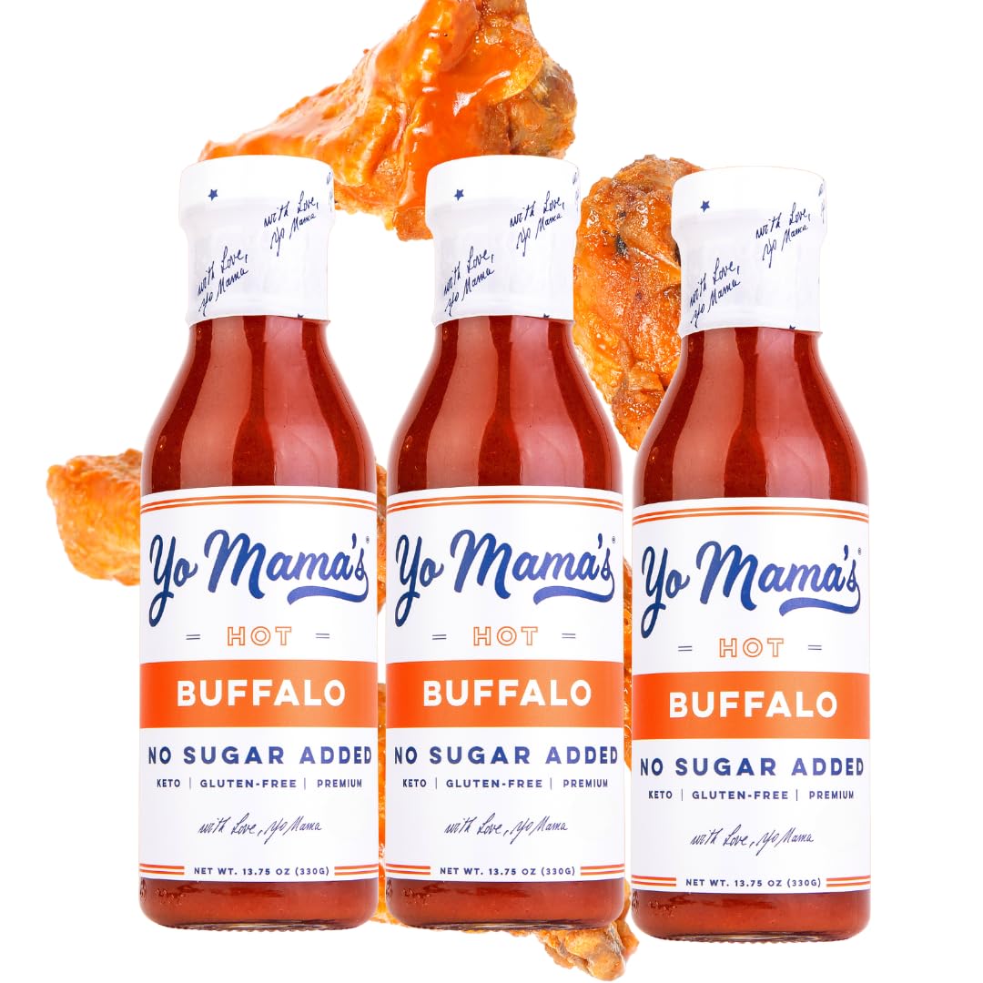 Yo Mama’s Foods Keto Hot Buffalo Dipping, Marinade & Wing Sauce - Pack of (3) - Low-Zero Carb, No Sugar Added, Whole30, Paleo, Gluten and Soy Free
