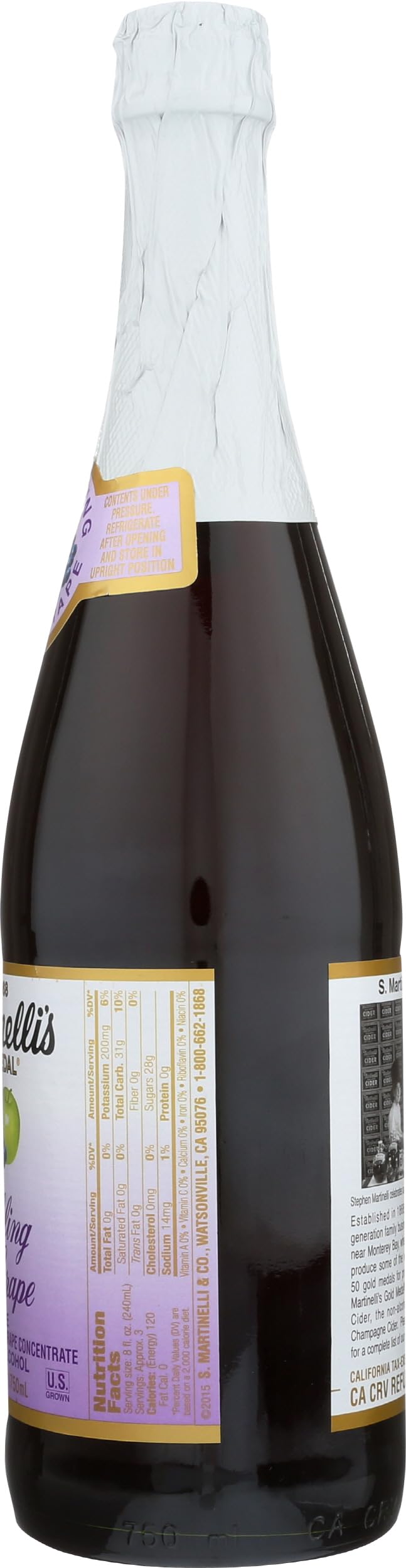 Martinellis Apple Grape Sparkling Juice, 25.4 Ounce - 6 per case.