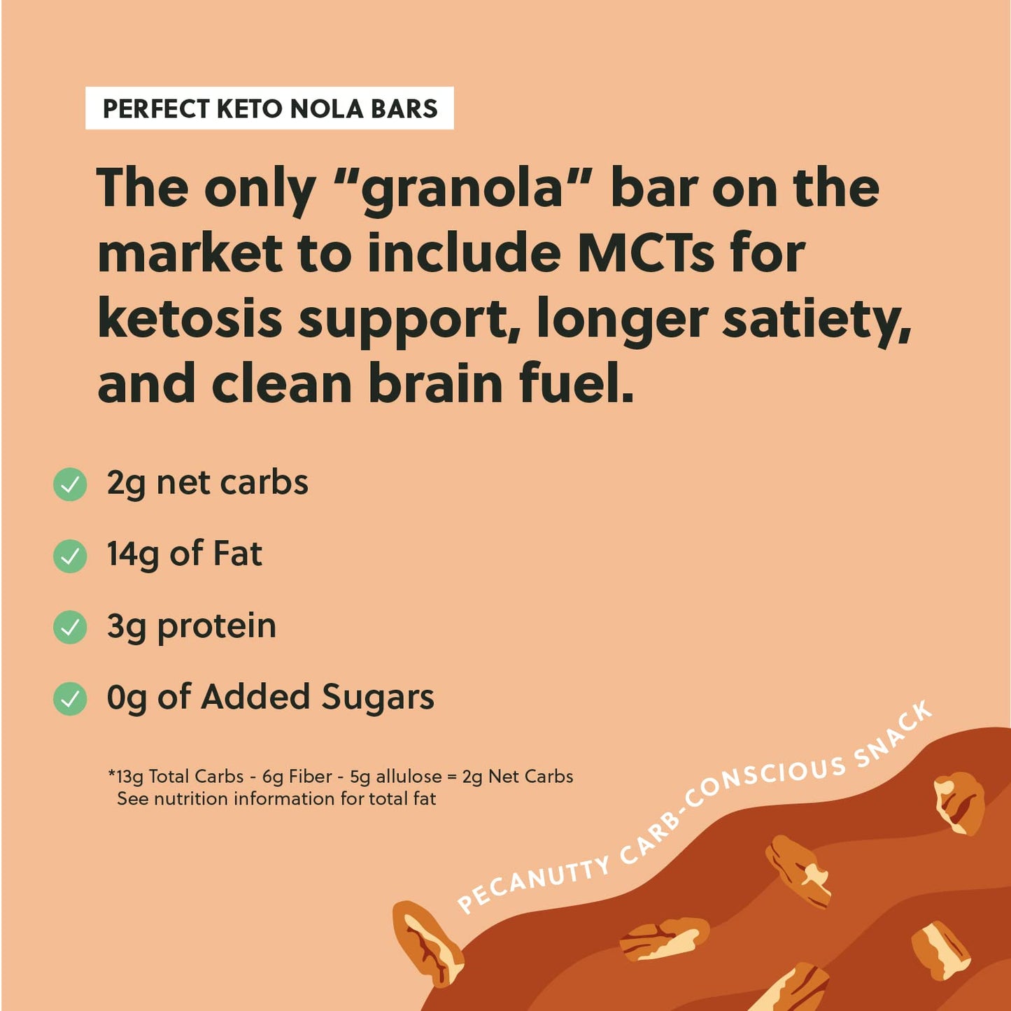 Perfect Keto Nola Bars, Gluten Free, Keto Granola Bars, Low Carb Snack or Breakfast Bar with No Sugar Added, Keto Diet Food, Healthy Snacks