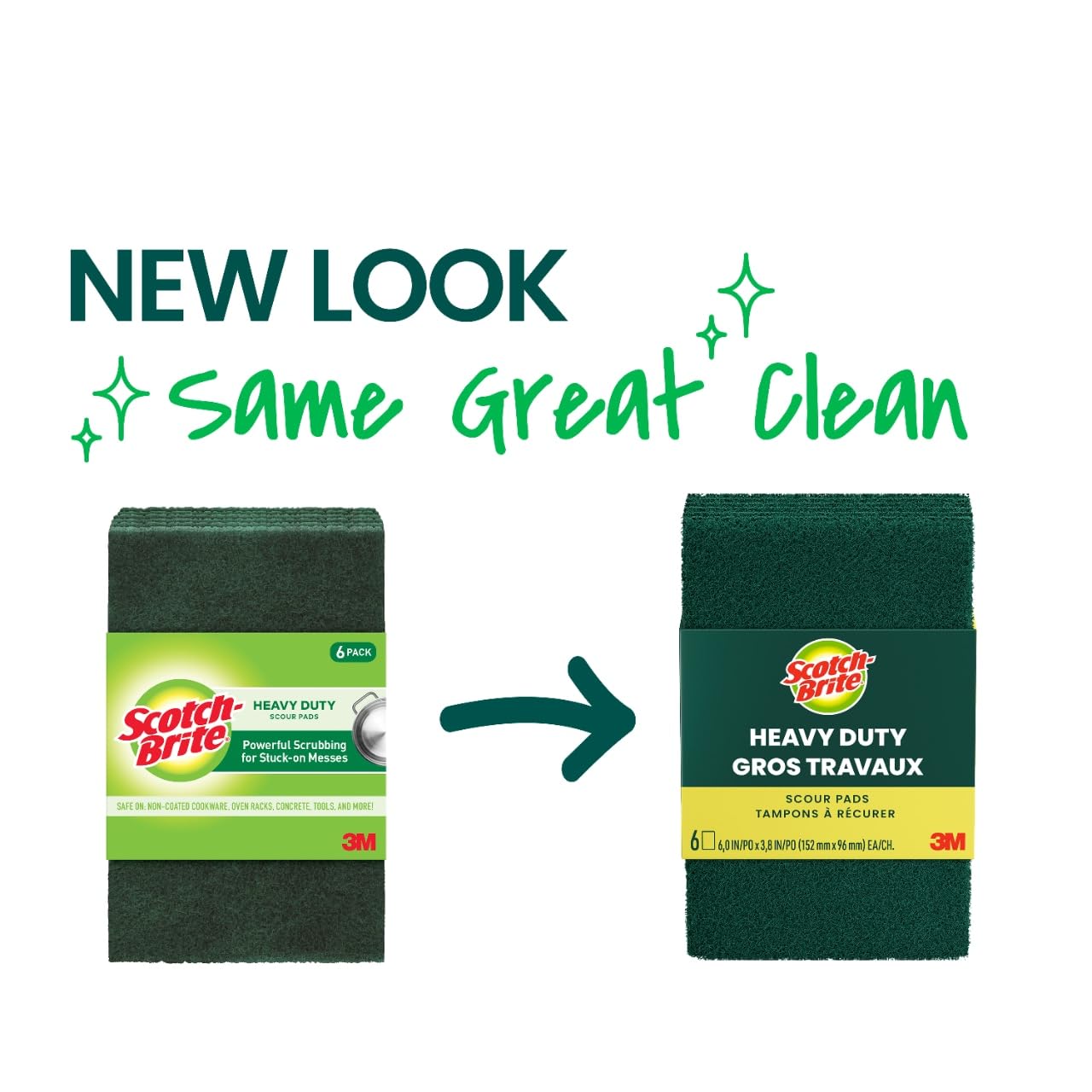 Scotch-Brite Heavy Duty Scouring Pad, Durable and Long-Lasting Dish Scrubber for Kitchen + Outdoor, 30 Scrub Pads for Uncoated Pots and Pans, Cast