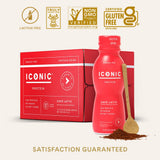 Iconic Protein Drinks, Café Latte (12 Pack) - Sugar Free & Low Carb - 20g Protein + 100mg Caffeine - Lactose Free, Gluten Free - Keto Friendly Protein