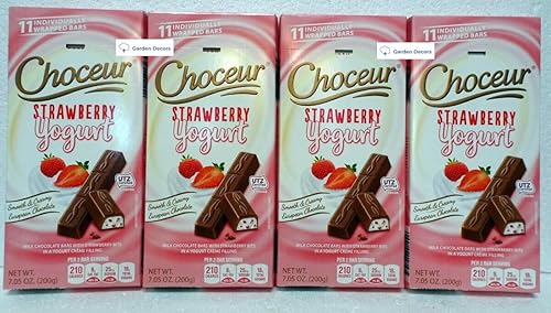 Choceur Strawberry Yogurt Smooth Creamy European Chocolate 7.05oz 200g (Four Bars)