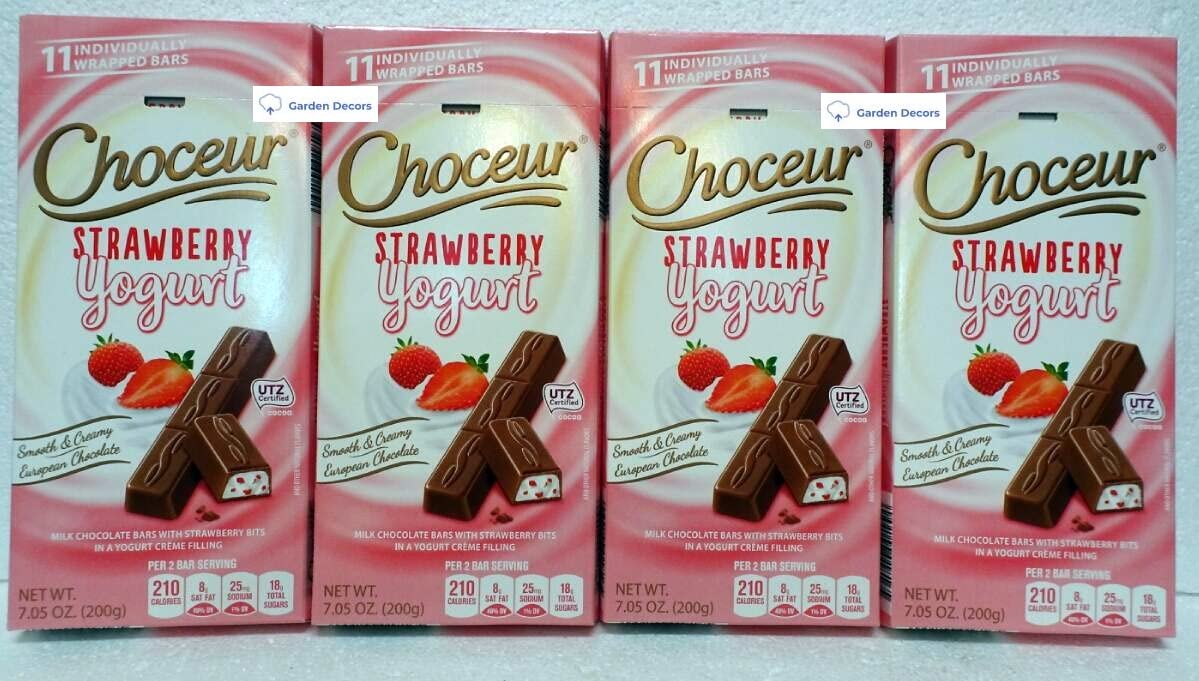 Choceur Strawberry Yogurt Smooth Creamy European Chocolate 7.05oz 200g (Four Bars)