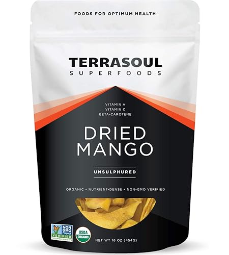 Terrasoul Superfoods Organic Dried Mango Slices, 16 Oz - Naturally Sweet & Tart | No-Added Sugar | Healthy Prebiotic