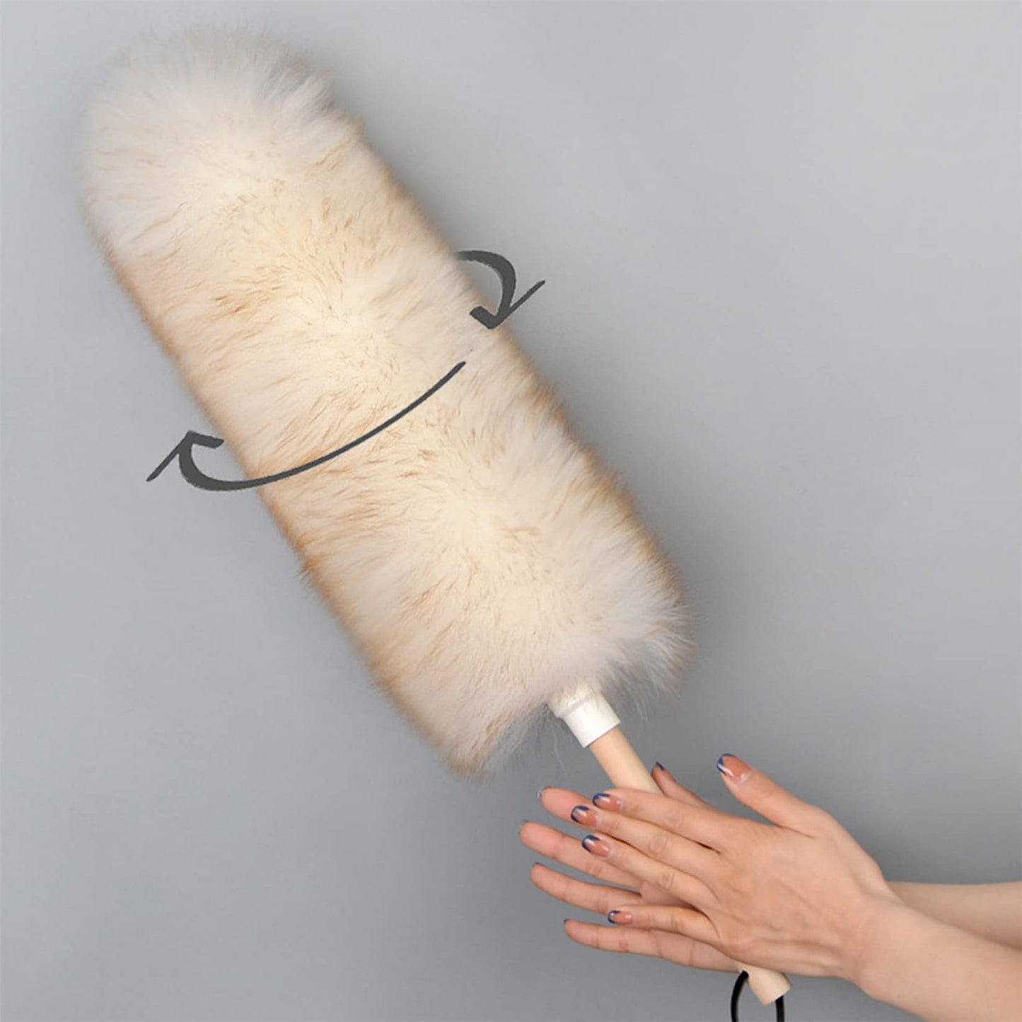 JIYAN Feather Duster with Wood Handle, Blinds Cleaner Purifier, Brush Cleaning Tool, Lambswool Dusters for Cleaning Vehicles, Office and Housework