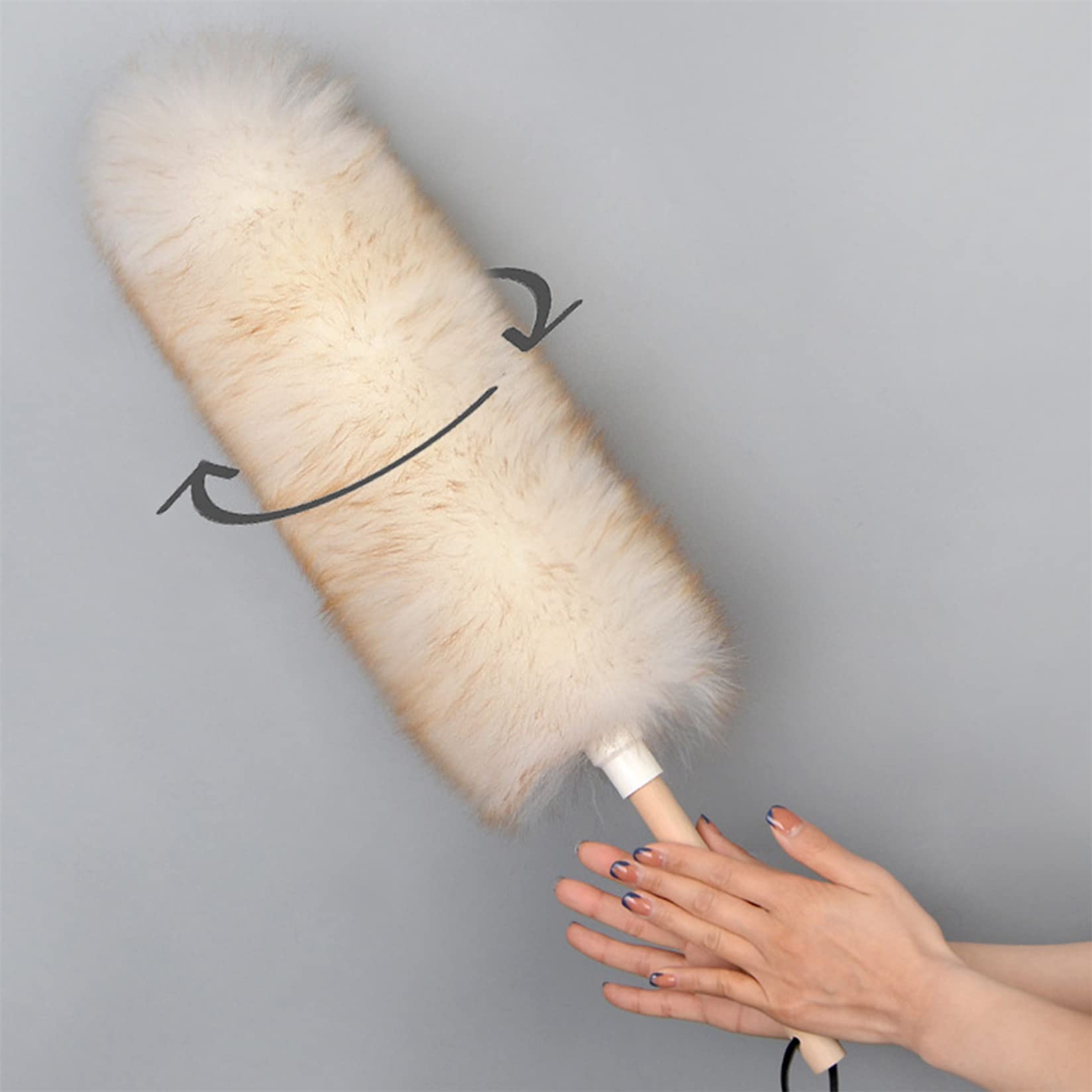 JIYAN Feather Duster with Wood Handle, Blinds Cleaner Purifier, Brush Cleaning Tool, Lambswool Dusters for Cleaning Vehicles, Office and Housework