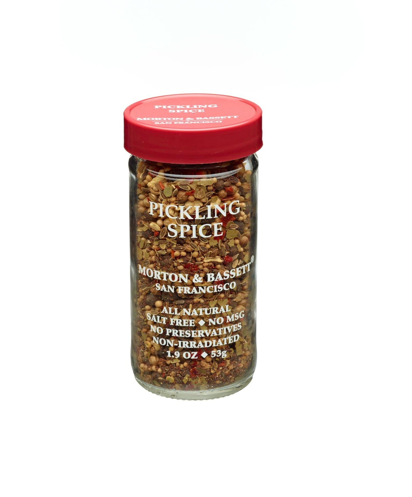 Morton & Bassett Pickling Spice, 2.2 oz - Non-GMO, Salt-Free, Whole Spice Mix for Homemade Pickles, Marinades & Brines