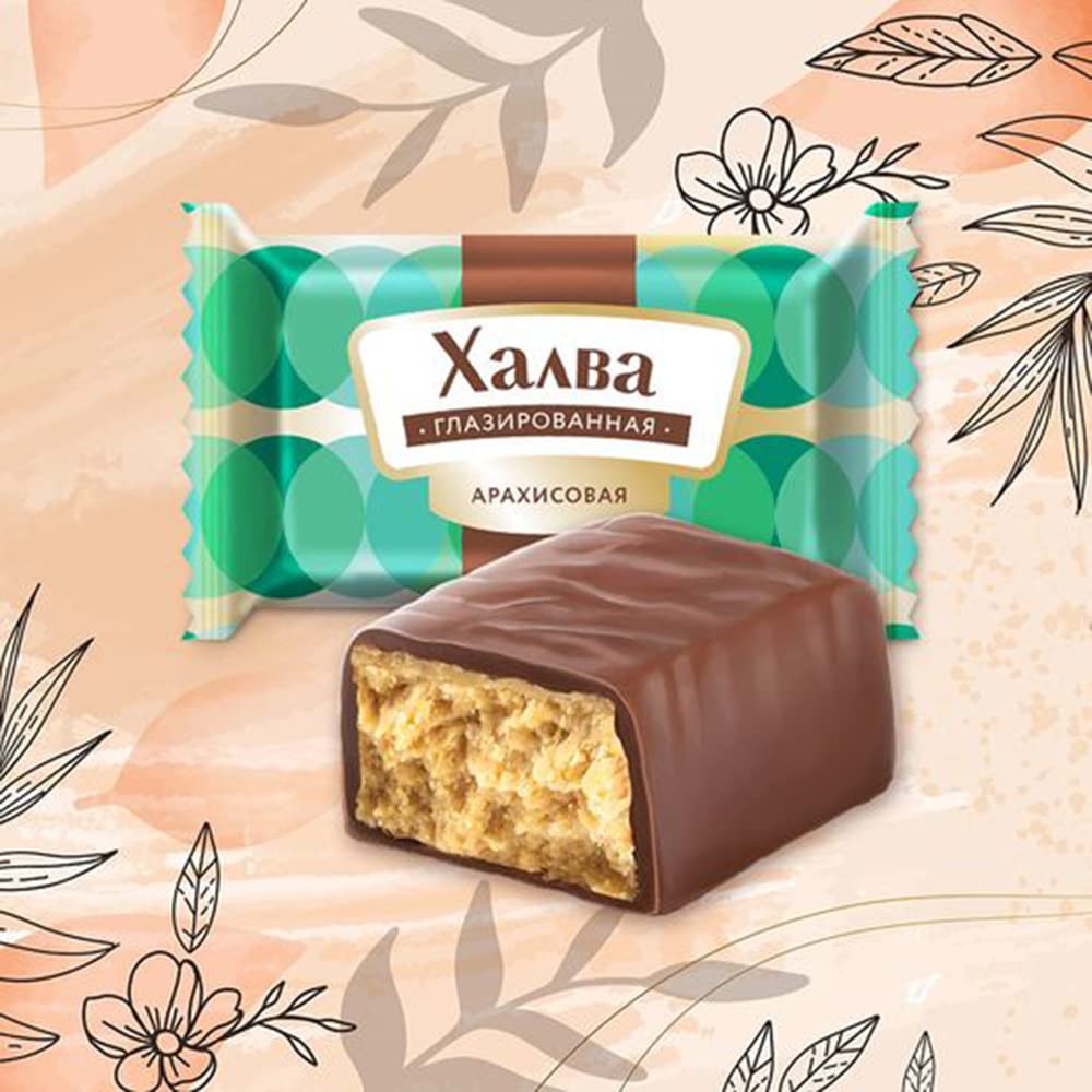 Delicious Eastern European Sweets - Mini Peanuts and Sunflower Seed Halva and Mini Sunflower Seeds and Sesame Kozinaki Chocolate Glazed Bars Assorted