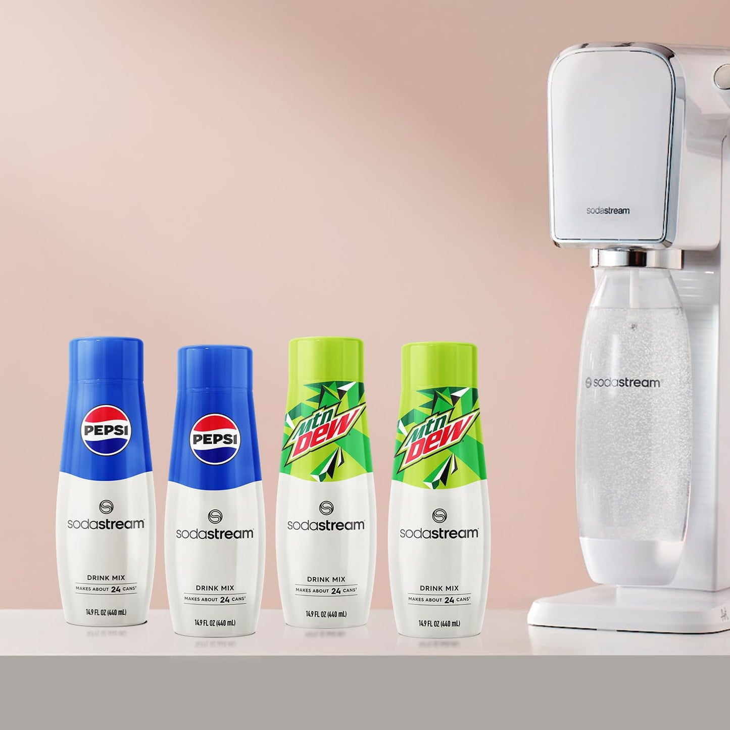 SodaStream Pepsi & MTN Dew Variety Pack, 440ml Pack of 4