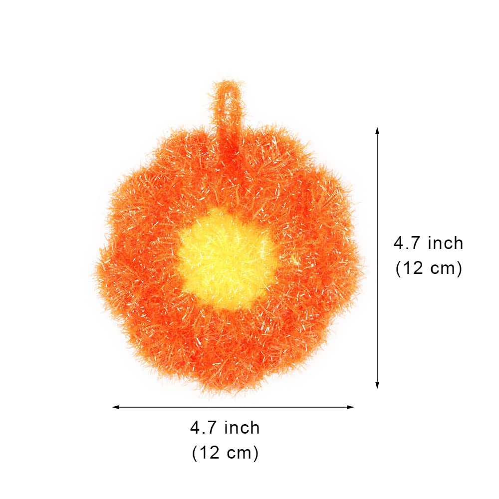 6 Pcs Flower Shaped Acrylic Dish Scrubbers, Colorful Kitchen Sponge Net Dish Cloths for Washing Dishes for Cookware, Tubs, Sinks