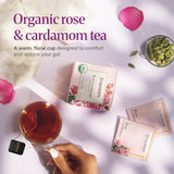 DAKSHIN Organic Rose Cardamom Tea Bags | Black Tea with Rose Petals, Ginger Root & Cloves | Naturally Warming & Comforting | USDA Organic | 16 Tea