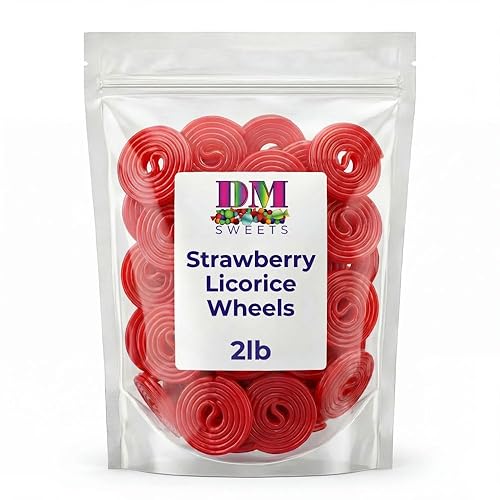 Premium Strawberry Licorice Wheels - 2 lbs Bulk Bag of Chewy Fresh Gourmet Red Candy