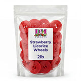 Premium Strawberry Licorice Wheels - 2 lbs Bulk Bag of Chewy Fresh Gourmet Red Candy