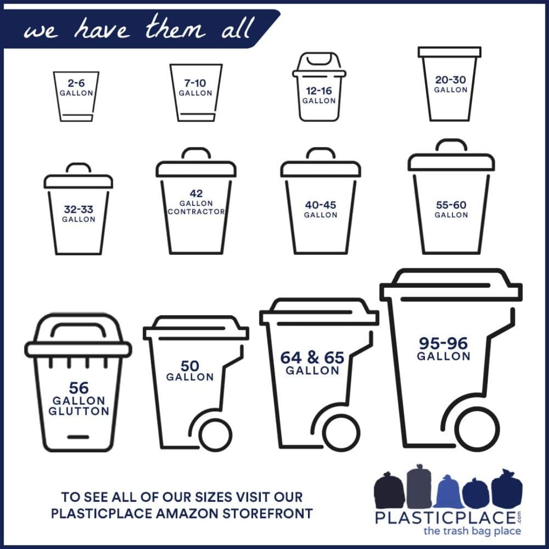 Plasticplace 14 Gallon Clear Recycling Trash Bags ? 1.2 Mil Garbage Can Liners ? 21"x16"x27’’ (200 Count), R14121CL